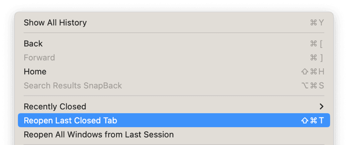 如何重新打开最近在Mac上关闭选项卡
